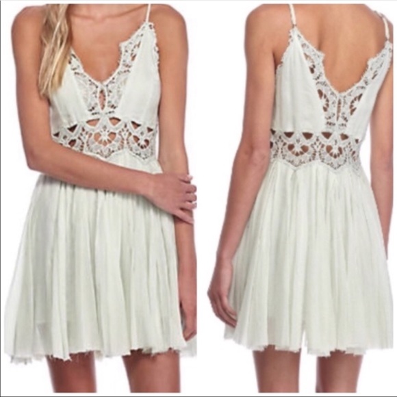 Free People Mint Lace Crochet Mini Dress NWT - Picture 2 of 8